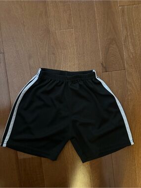 Kids Black Athletic Shorts with White Side Stripes - Youth Sports Shorts